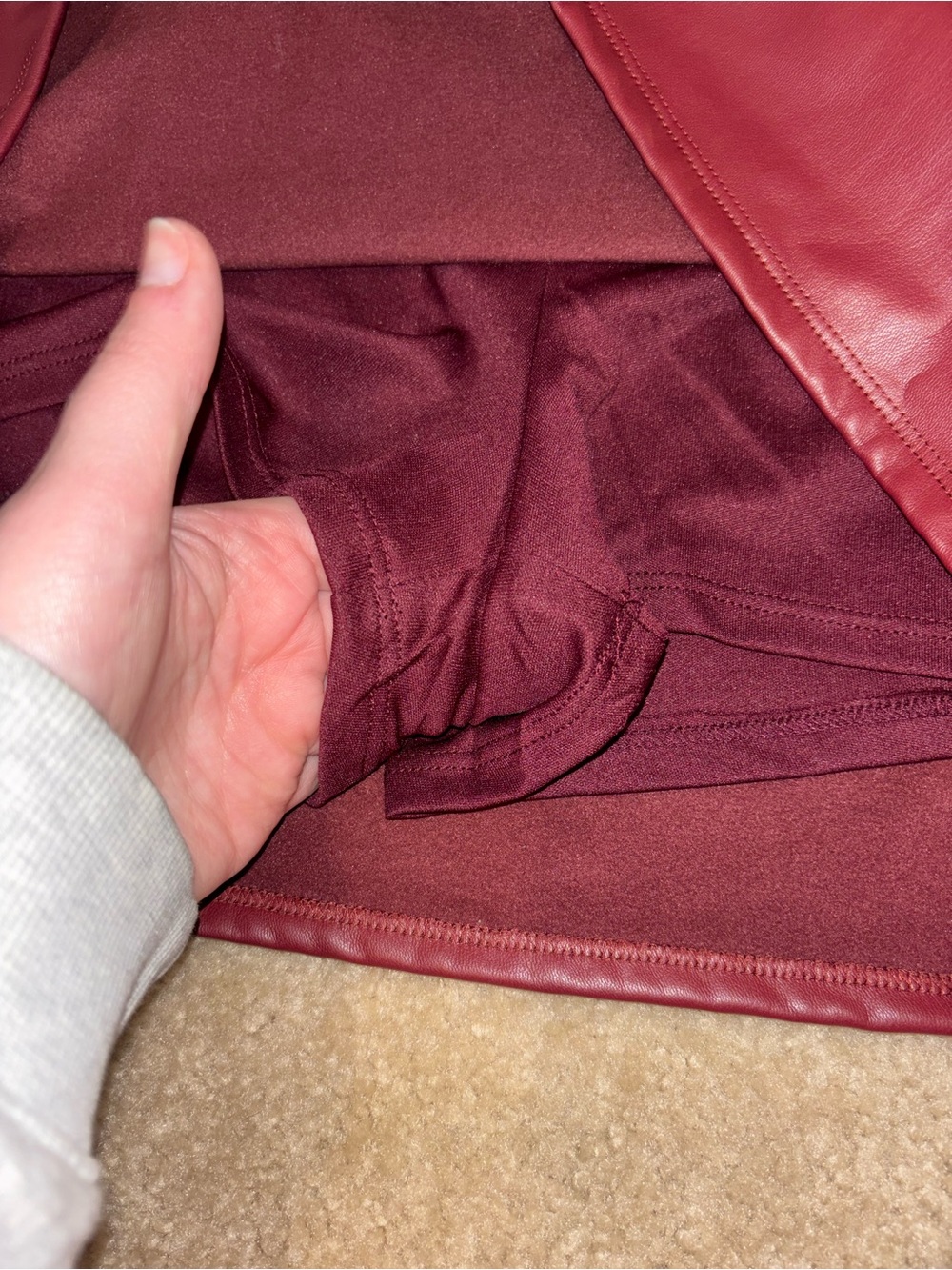 Altar'd State Wine Faux Leather Mini Skirt - Picture 3 of 3